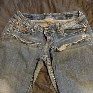 Vigoss Blue Boot Cut Jeans with Distressed Details